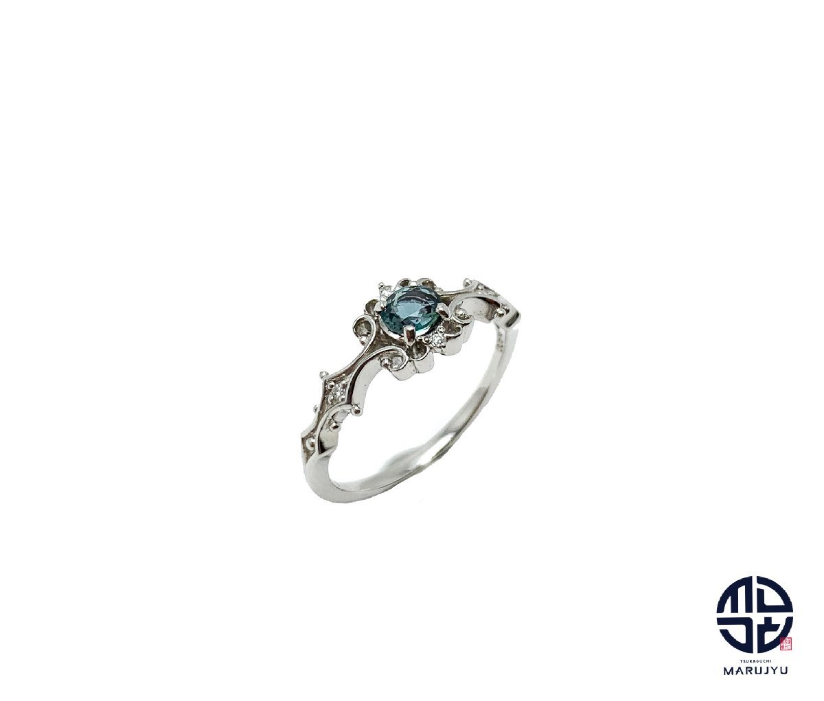 PT900 プラチナ アレキサンドライト ダイヤモンド リング 指輪 約10号 アクセサリー 証明書付き