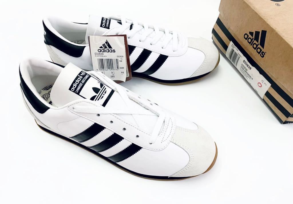 デッド!! 希少!! 新品 98年 adidas COUNTRY カントリー レザー 白ｘ黒 us 10 / 28 ㎝ 箱付き ビンテージ