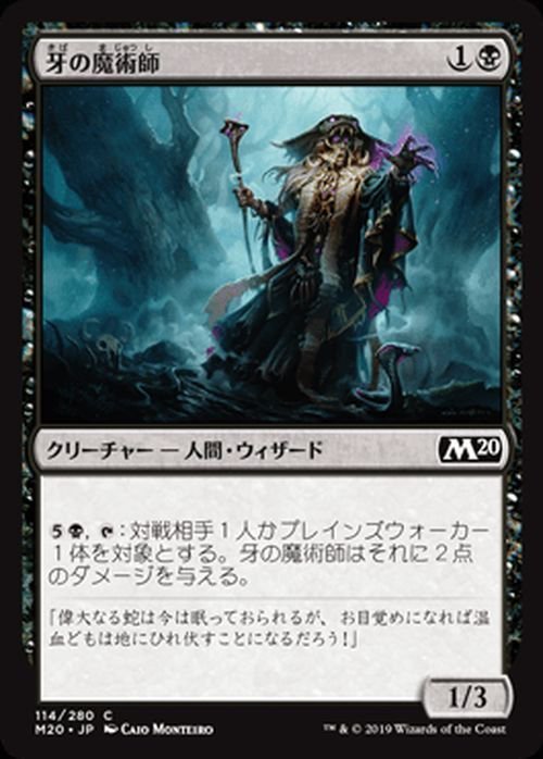 MTG マジック：ザ・ギャザリング 牙の魔術師 コモン 基本セット2020 M20-114 日本語版 クリーチャー 黒_画像1