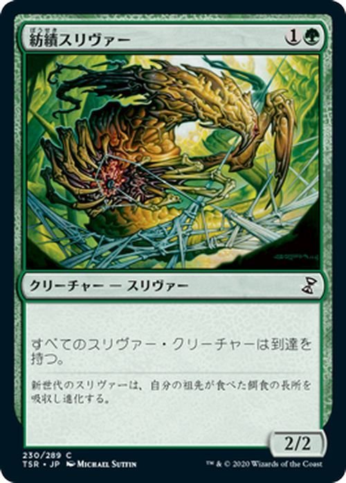 MTG マジック：ザ・ギャザリング 紡績スリヴァー コモン 時のらせんリマスター TSR-230 日本語版 クリーチャー 緑_画像1