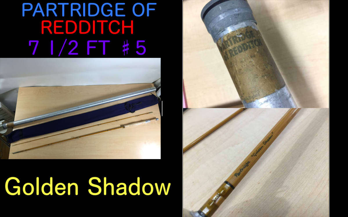美品レア Partridge of Redditch Golden Shadow 7 1/2 FT ♯5 パートリッジ フライロッド 釣り竿 フィッシング アルミケース 袋 釣竿