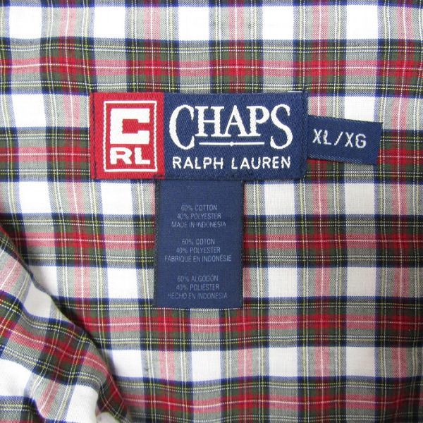 サイズ XL/XG インドネシア製 チャップス ラルフローレン CHAPS RALPH LAUREN 長袖 ボタンダウン シャツ チェック 古着 2S2194_画像3