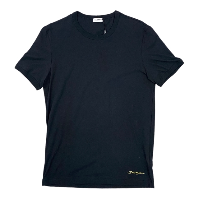 【美品】ドルチェ&ガッバーナ ドルガバ D&G トップス シャツ Tシャツ 半袖 ロゴ アンダーウェア ブラック コットン [サイズ USA S]　_画像3