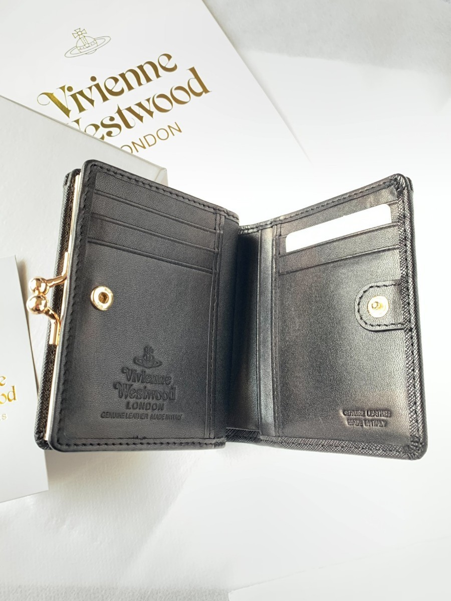 【新品未使用】ヴィヴィアンウエストウッド二つ折りがま口財布　ブラック　黒 Vivienne Westwood