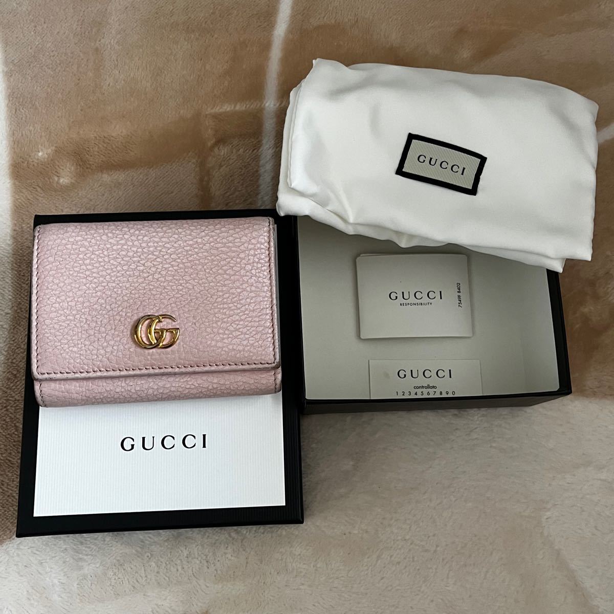 GUCCI グッチ 財布 折りたたみ 三つ折り ピンク レディース
