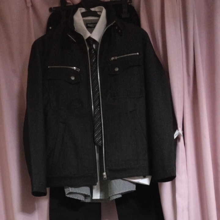 学生卒業式165Aミチコロンドンネクタイ付きギンガムシャツライダーズ ...