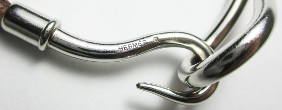 HERMES Hermes jumbo breath tea color leather × silver metal fittings 