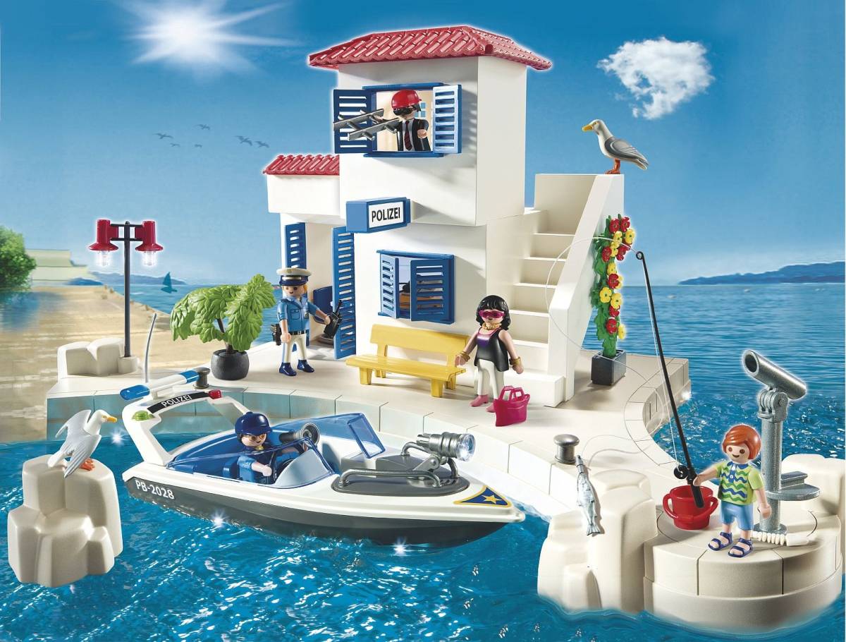 送料無料 即決！新品 PLAYMOBIL プレイモービル 5128 港の警察署とスピードボート