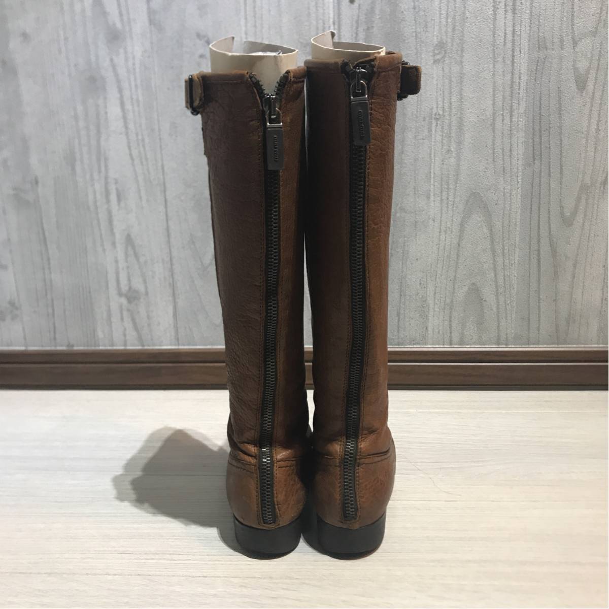  regular price 40 ten thousand miumiu MiuMiu all leather lady's long boots shoes 34 half 22cm