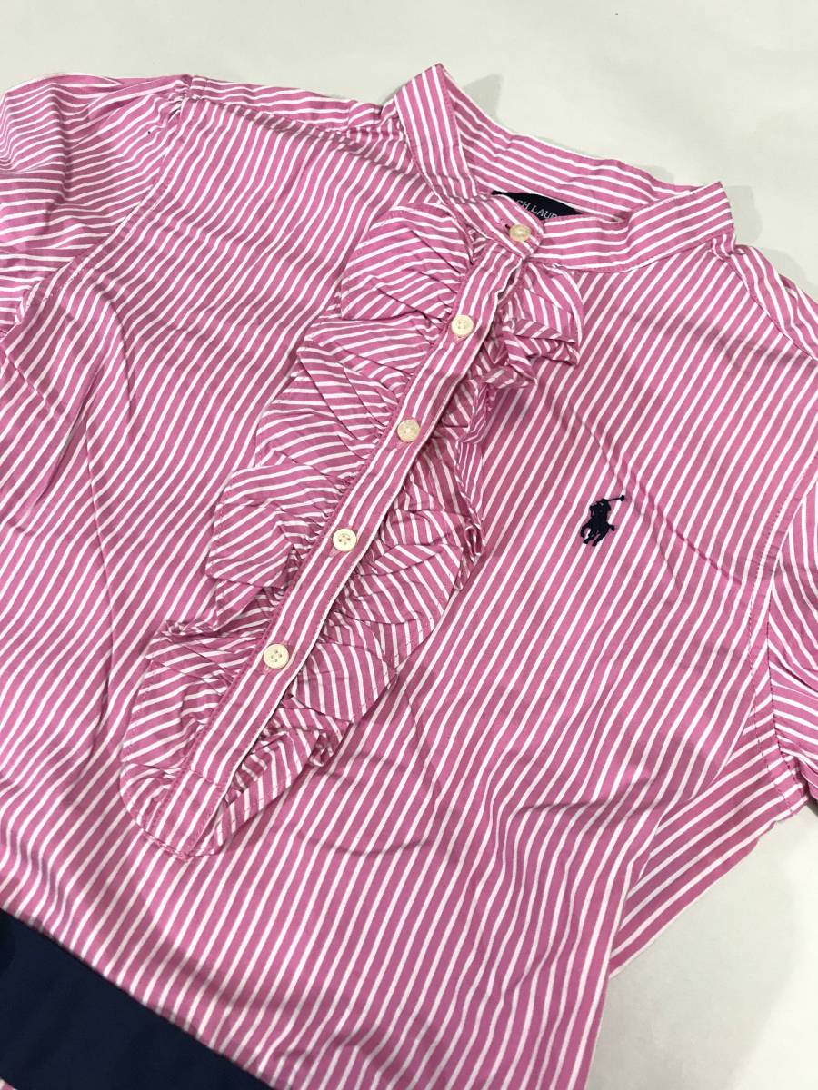  новый товар 10159 девушки 14 One-piece полоса polo ralph lauren Polo Ralph Lauren хлопок розовый женщина женский 