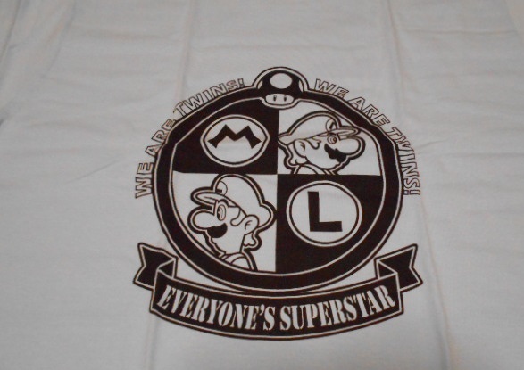 редкость новый товар / Club Nintendo Super Mario Brothers футболка L/ Mario & Louis -ji& one one / бледно-голубой / Famicom герой 