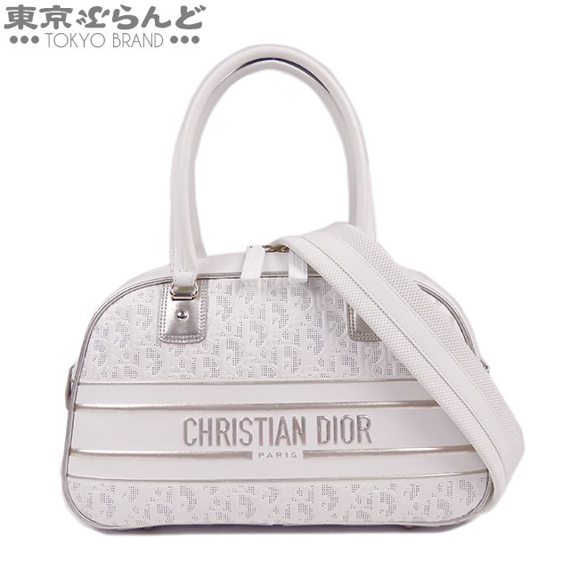 101623448 クリスチャンディオール Christian Dior ディオール ヴァイブ ミディアム ボーリングバッグ 2WAY バッグ レザー 白 ホワイト