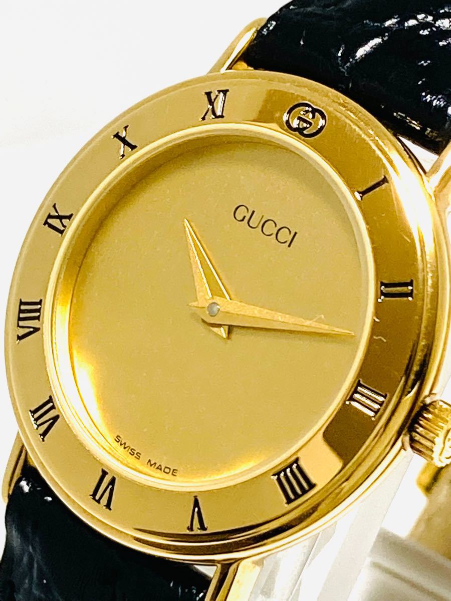 未使用! GUCCI グッチ 電池新品交換済み レディース腕時計 ゴールド
