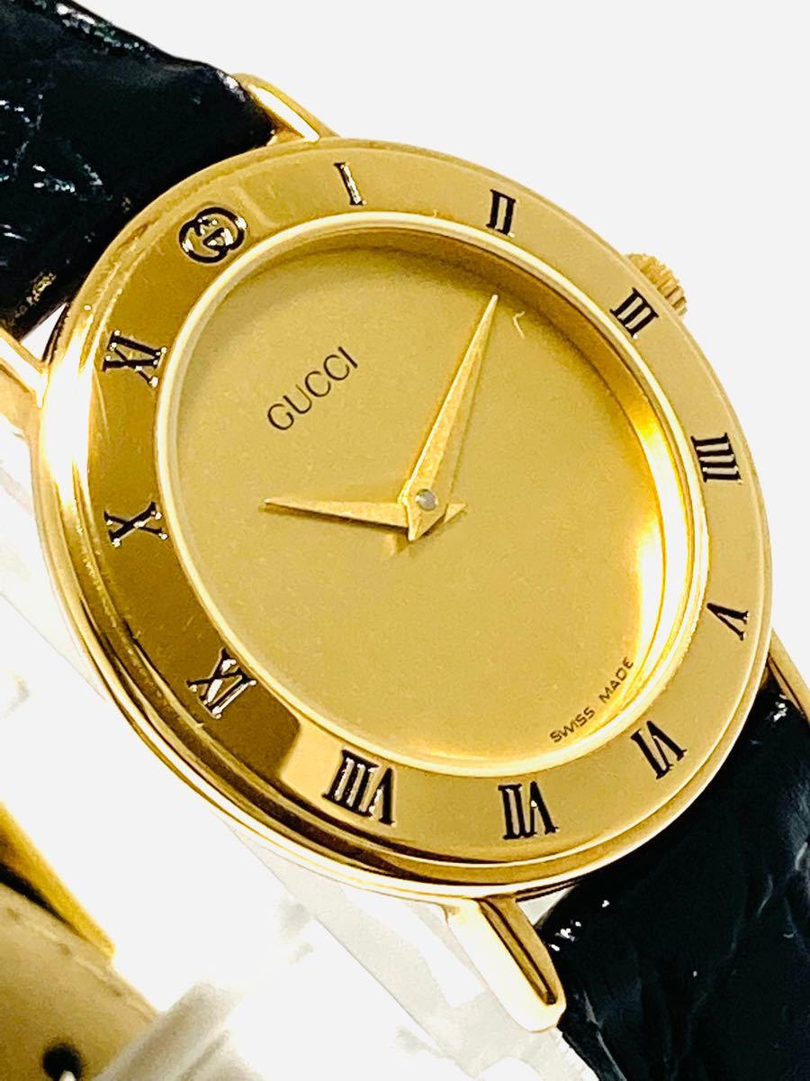 未使用! GUCCI グッチ 電池新品交換済み レディース腕時計 ゴールド