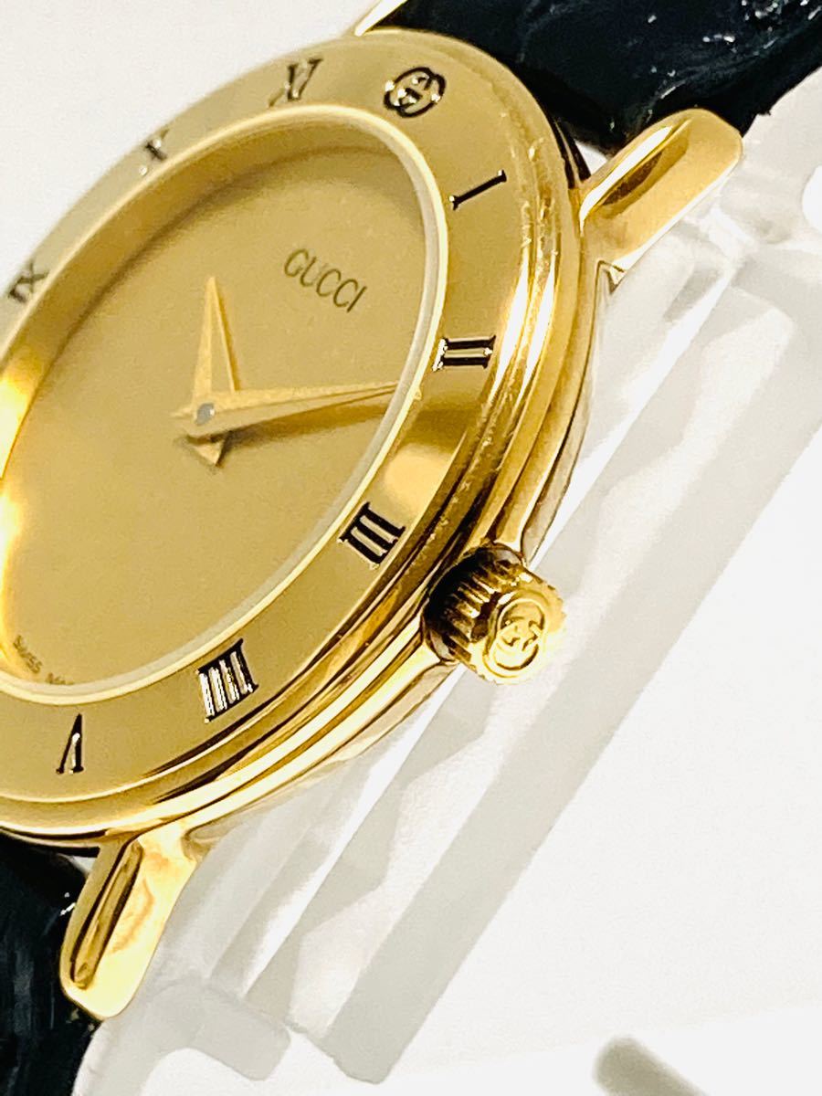 未使用! GUCCI グッチ 電池新品交換済み レディース腕時計 ゴールド