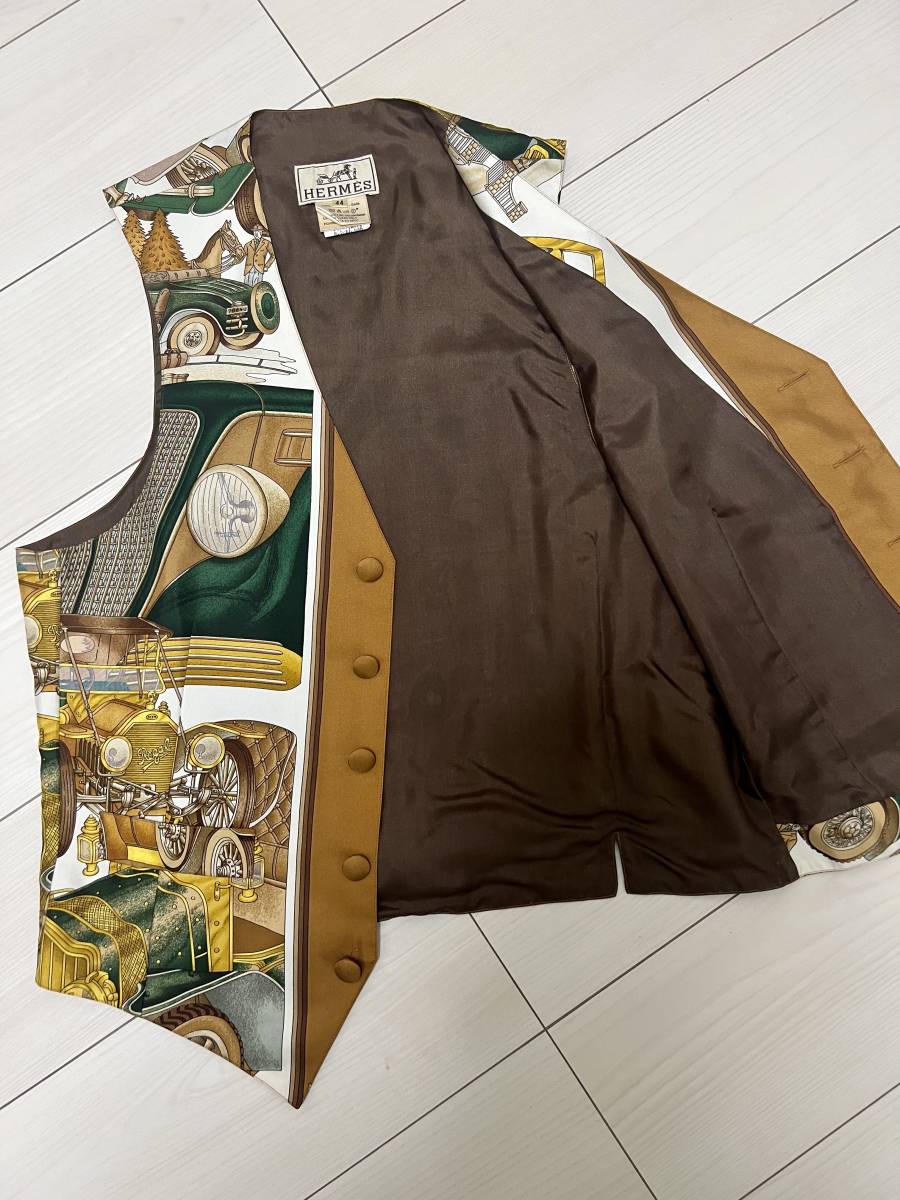 HERMES エルメス ベスト ジレ シルク 絹 フランス製 男女兼用
