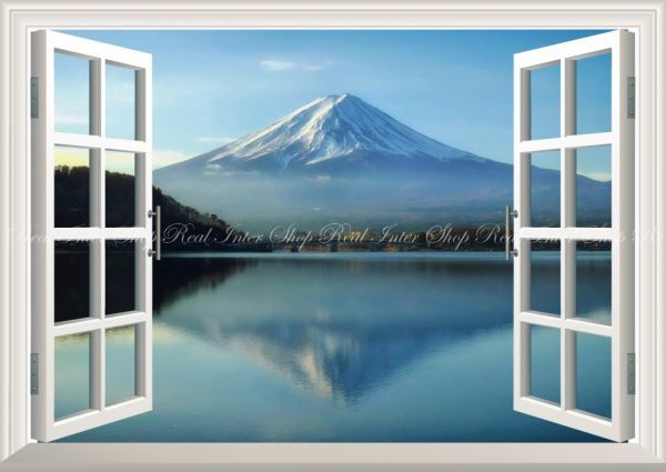 [ window specification ] reverse . Fuji illusion ... Mt Fuji outfall lake mirror. lake surface picture manner wallpaper poster extra-large A1 version 830×585mm is ... seal type 008MA1