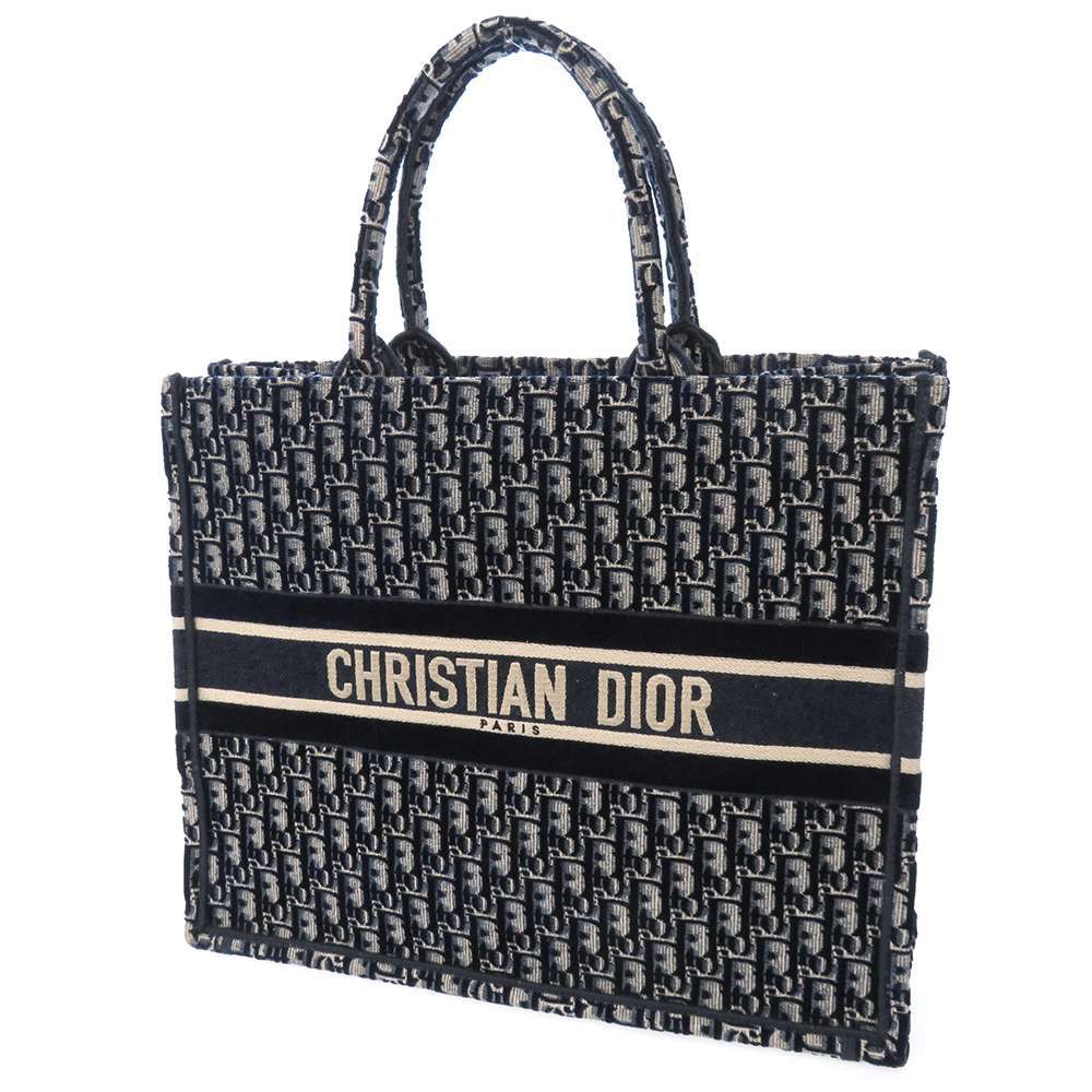 ー品販売  クリスチャン・ディオール 【安心保証】 ネイビー Dior Christian ラージ ブックトート キャンバス バッグ その他