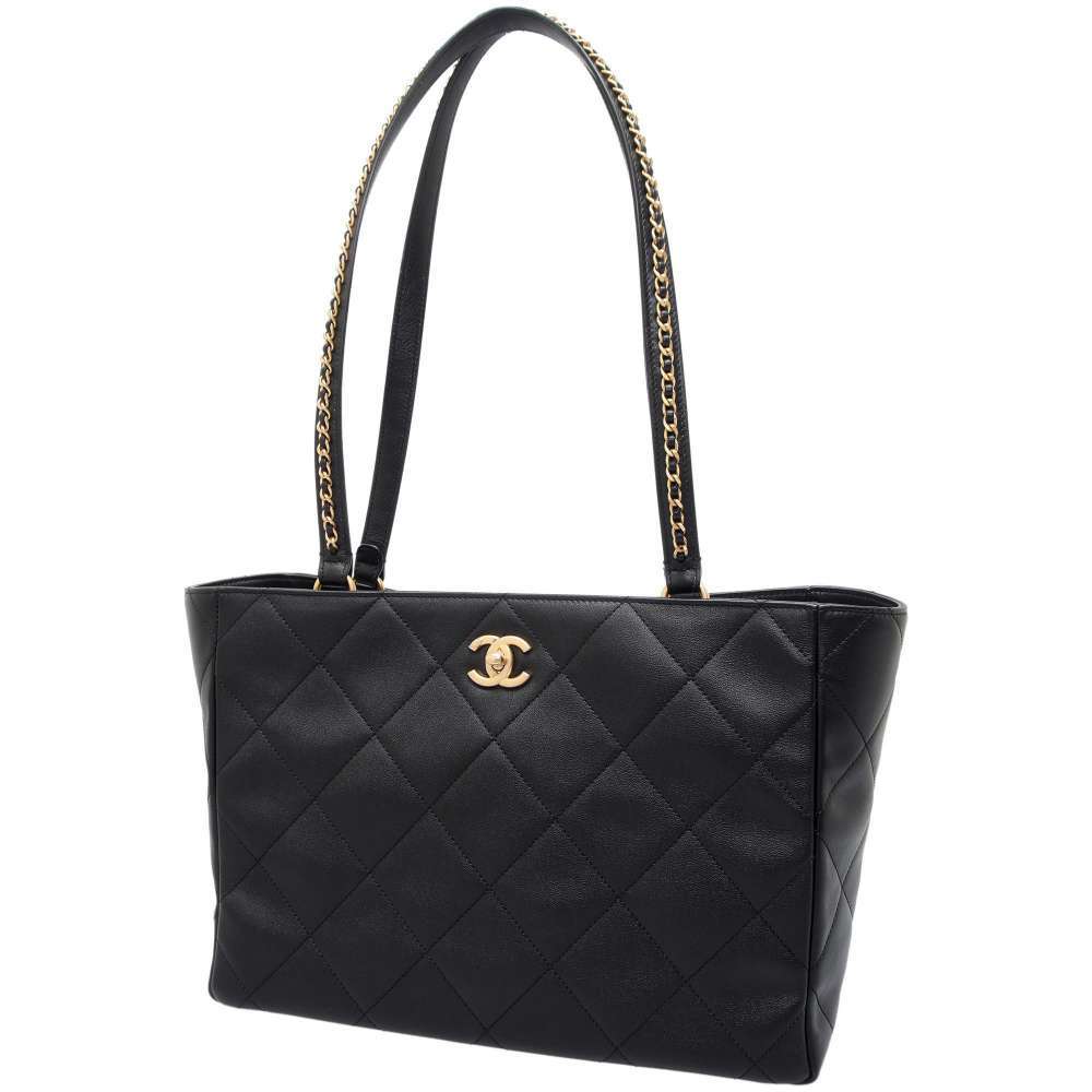 100%正規品 シャネル ブラック 黒 バッグ CHANEL AS3537 カーフスキン