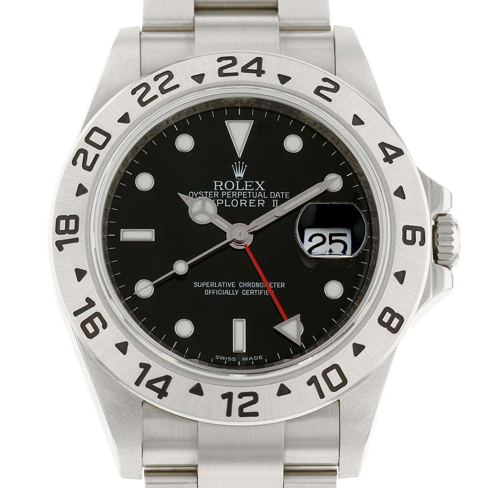 ロレックス エクスプローラー2 ランダムシリアル ルーレット 16570 ROLEX 腕時計 黒文字盤 【安心保証】