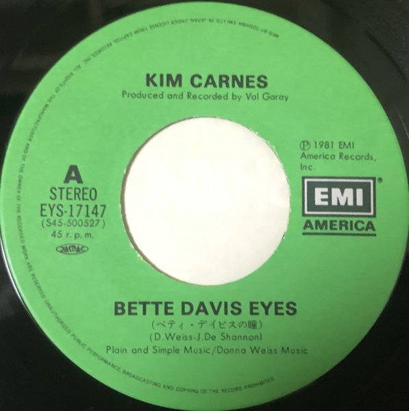 Kim Carnes キム・カーンズ - Bette Davis Eyes ベティ・デイビスの瞳 国内盤 7インチ 1981_画像4