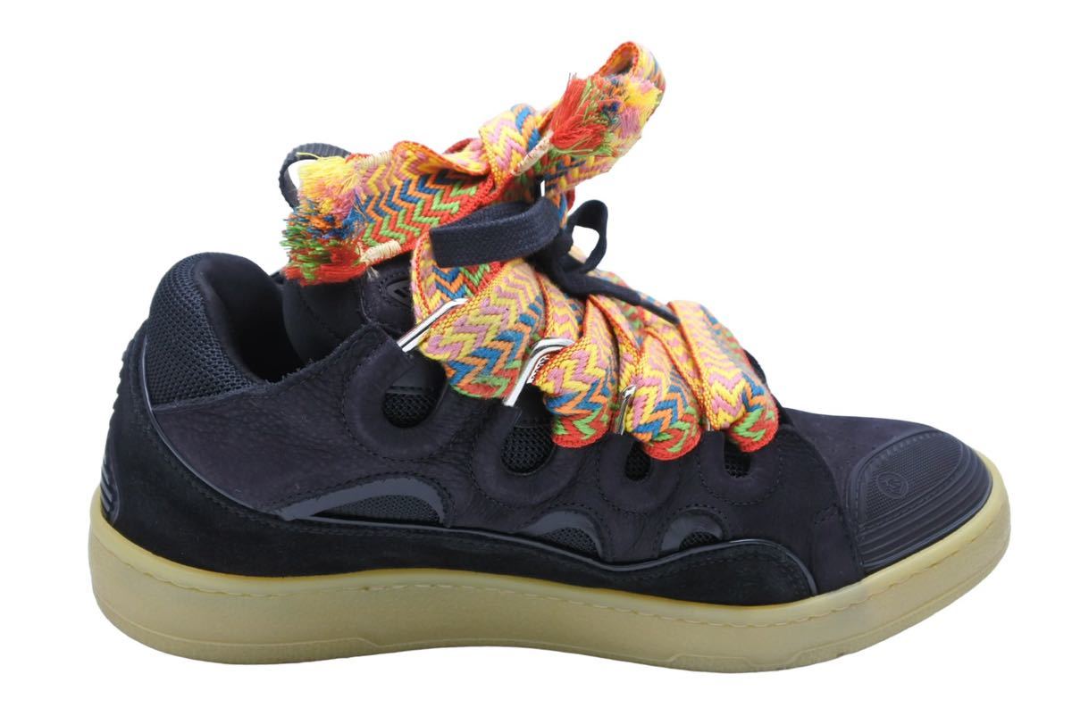 LANVIN ランバン スニーカー CURB ブラック FM-SKRK11-DRAG-A20 シューズ 靴 カーフ レザー スウェード サイズ42 中古 37686 正規品_画像4