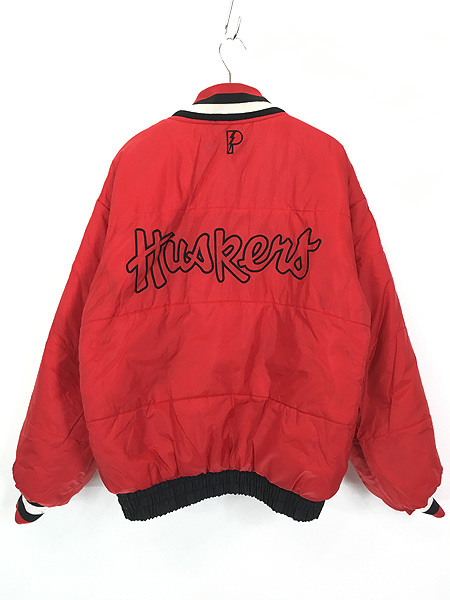 古着 90s Nebraska Huskers ハスカーズ BIG パッチ パデット リバーシブル ジャケット M 古着_画像4