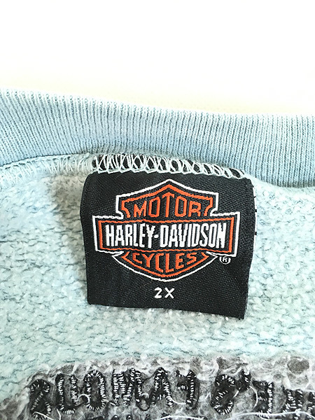 古着 90-00s USA製 HARLEY DAVIDSON シールド 両面 刺しゅう スウェット トレーナー XXL 古着_画像6