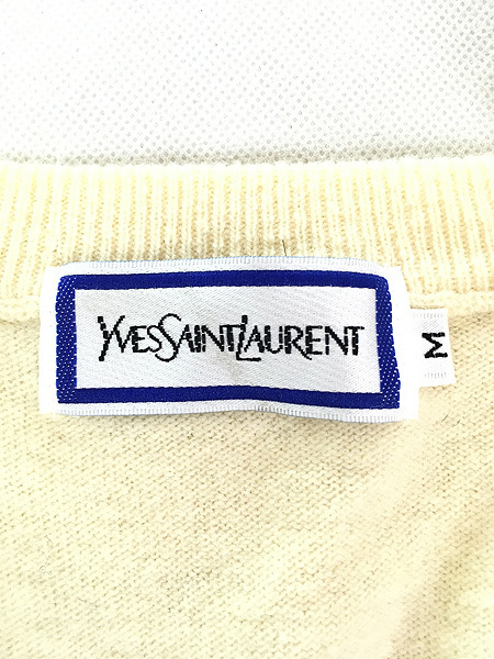 古着 80s Yves Saint Laurent ワンポイント ラム ウール ニット ベスト M_画像6
