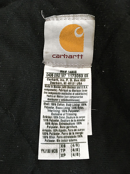 キッズ 古着 90s Carhartt 防寒 パデット ダック ワーク アクティブ パーカー XS 4-5歳位 古着_画像8