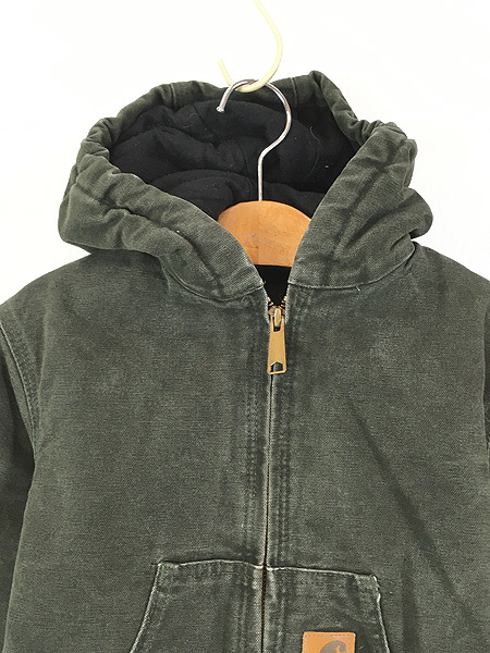 キッズ 古着 90s Carhartt 防寒 パデット ダック ワーク アクティブ パーカー XS 4-5歳位 古着_画像2