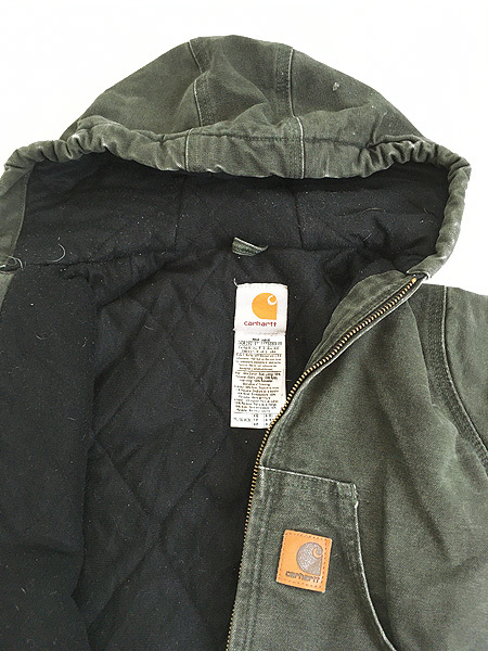 キッズ 古着 90s Carhartt 防寒 パデット ダック ワーク アクティブ パーカー XS 4-5歳位 古着_画像6