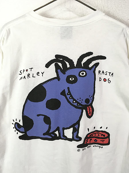 古着 90s BIG HED designs 「Rasta Dog」 ポップ アート Tシャツ XL 古着_画像3