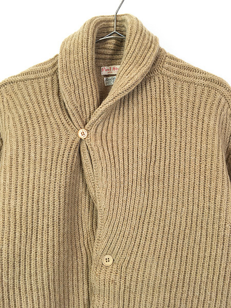  old clothes 60-70s Scotland made Paul Stuart low gauge wool knitted shawl color cardigan 44