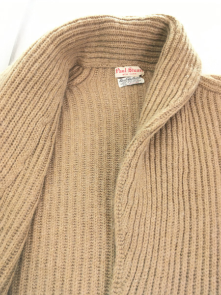  old clothes 60-70s Scotland made Paul Stuart low gauge wool knitted shawl color cardigan 44