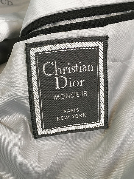 古着 80s USA製 Christian Dior サテン ラペル ウール テーラード タキシード ジャケット 42R_画像6