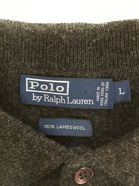 古着 Polo Ralph Lauren ワンポイント 襟付き 上質 ラムウール ニット セーター L 古着_画像5