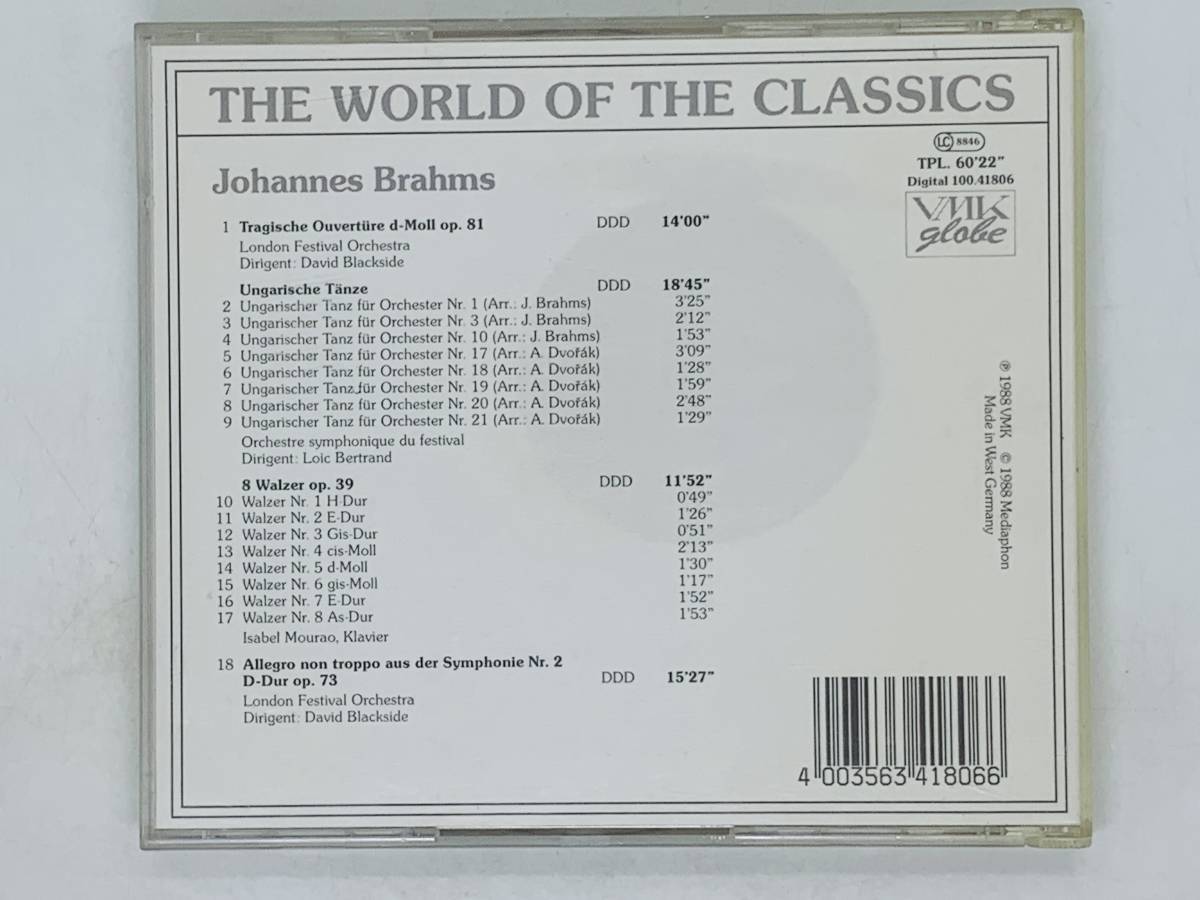 即決CD 西独盤 BRAHMS / THE WORLD OF THE CLASSICS / Tragische Ouverture d-Moll op.81 ツメカケ West Germany X27_画像2