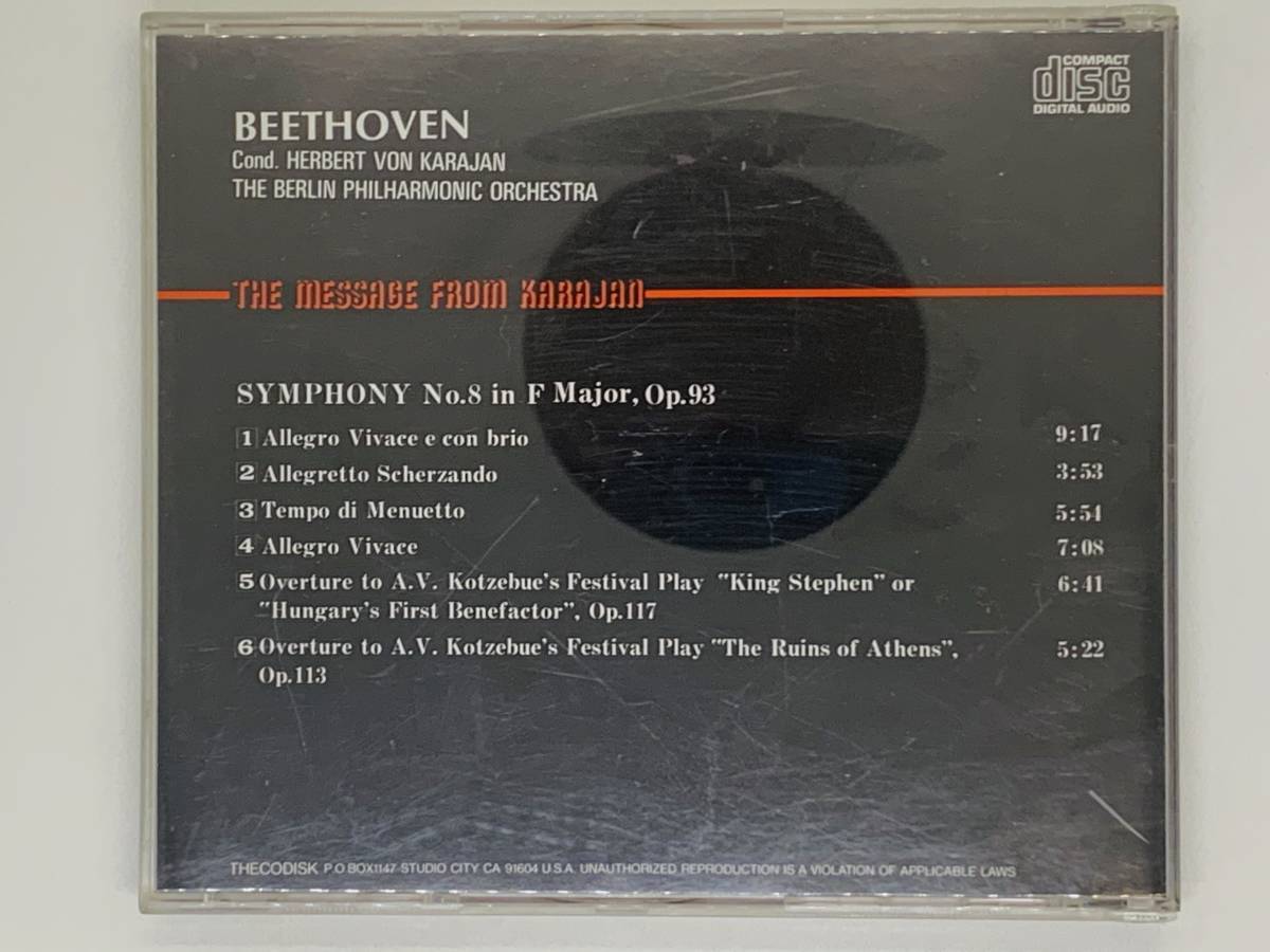 即決CD BEETHOVEN SYMPHONY NO.8 IN F MAJOR OP 93 / KARAJAN / カラジャン クラシック セット買いお得 Z41_画像3