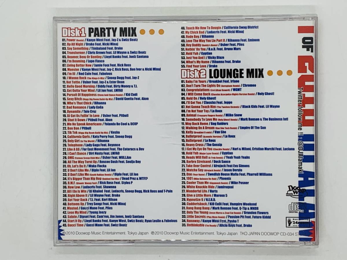 即決2CD BEST OF 2010 DJ ALAMAKI / PARTY MIX LOUNGE MIX / HIP HOP R&B ELECTRO INDIE / 2枚組 90曲収録 Y05_画像3