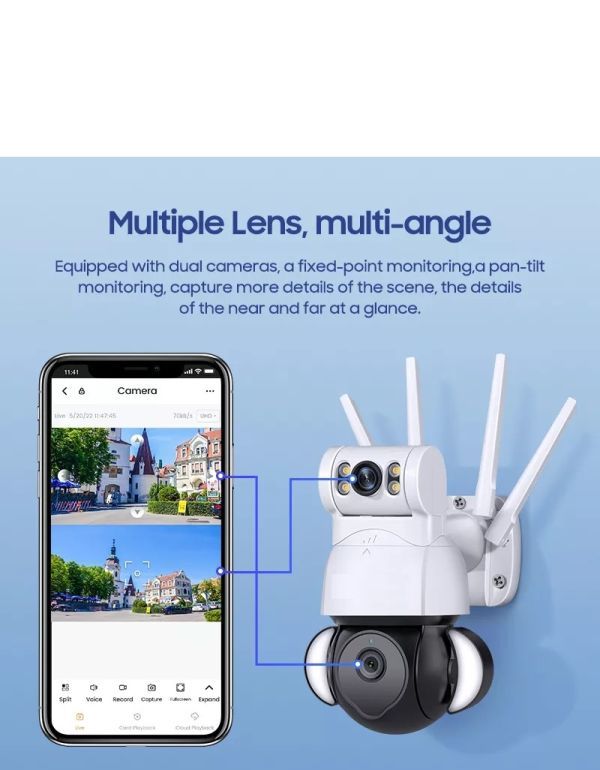  dual lens automatic . tail 200 ten thousand pixels PTZ punch ruto crime prevention light security camera WIFI wireless outdoors network wireless interactive sound night vision 1080P