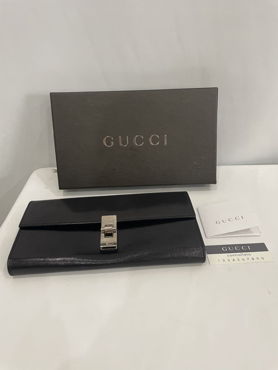 美品　GUCCI グッチ 長財布 黒　レザー_画像1