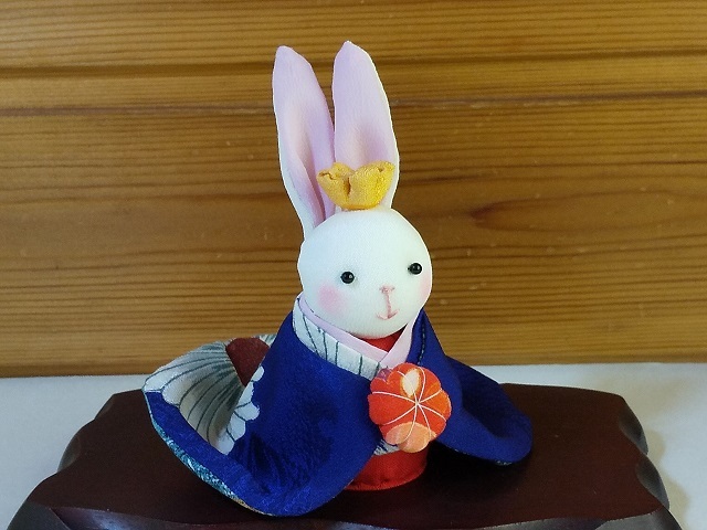作家 鯛持ち鯛兎 うさぎ ウサギ 干支 卯年 置物 飾り オブジェ 人形 古布