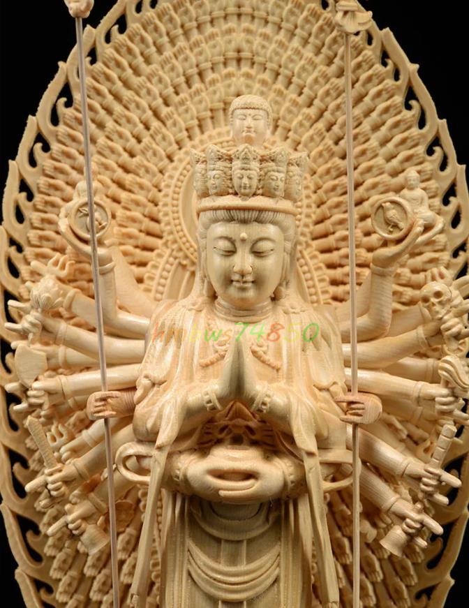 極上品 仏教美術 千手観音菩薩 精密彫刻 仏像 手彫り 木彫仏像 極上品 仏教美術 千手観音菩薩 精密彫刻 仏像 手彫り 木彫仏像