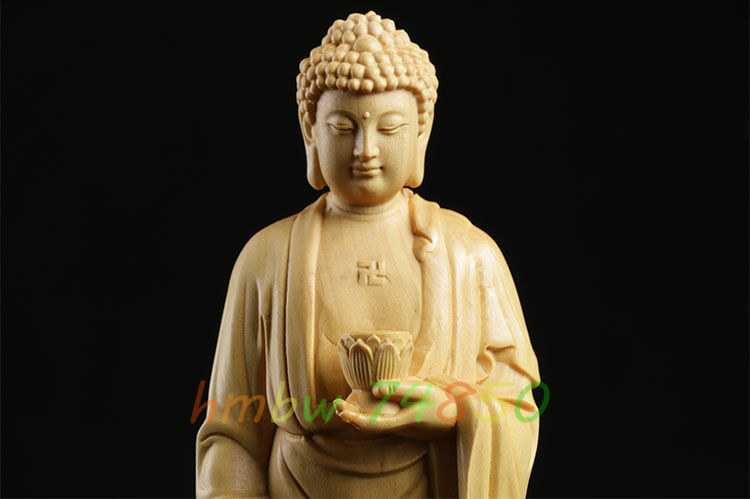 仏教美術 阿弥陀如来立像 木彫仏像 仏教芸術品 精密細工 高さ21cm_画像5