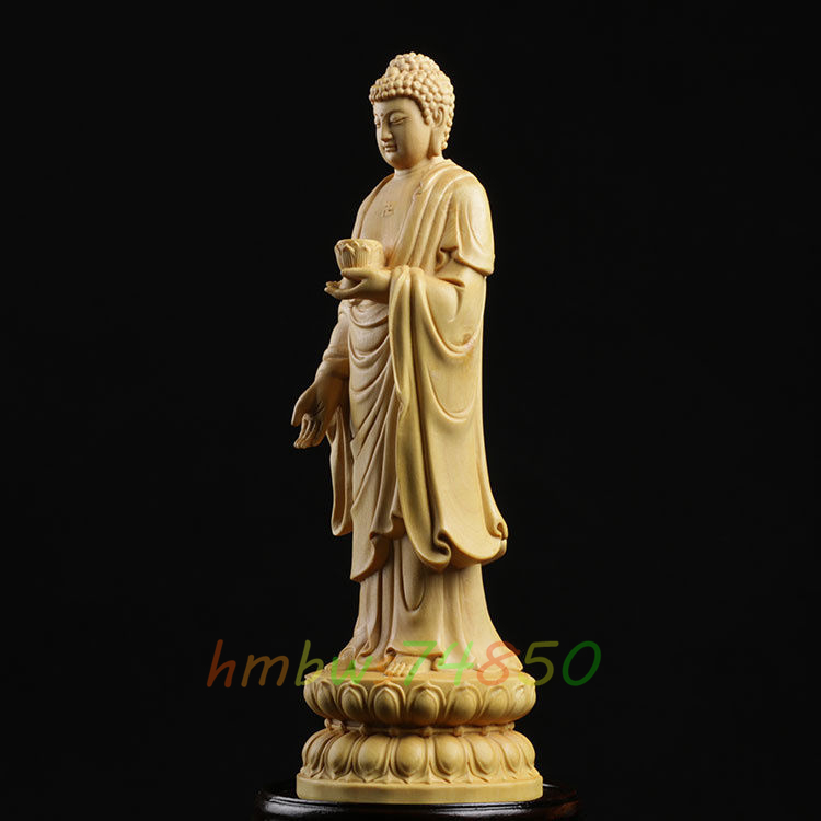 仏教美術 阿弥陀如来立像 木彫仏像 仏教芸術品 精密細工 高さ21cm_画像2