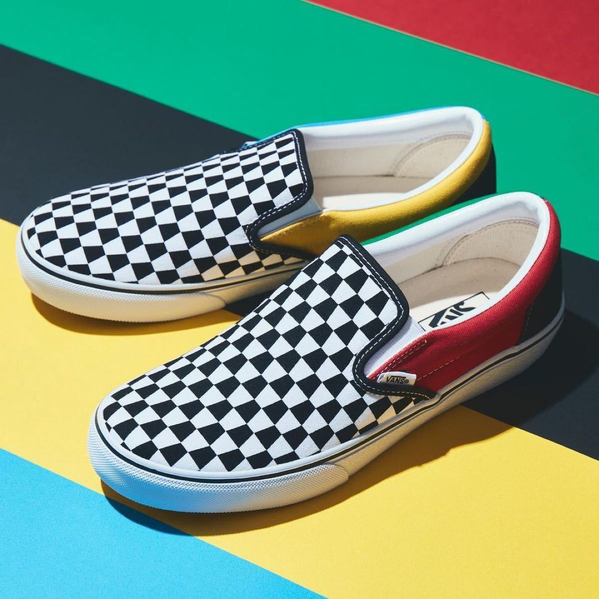 VANS】限定販売 チェッカー×マルチカラー スリッポン