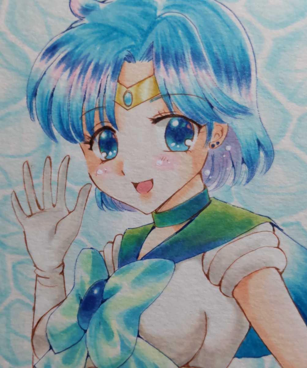  hand-drawn illustrations Sailor Moon sailor Mercury * B5a ruby Leo watercolor paper 