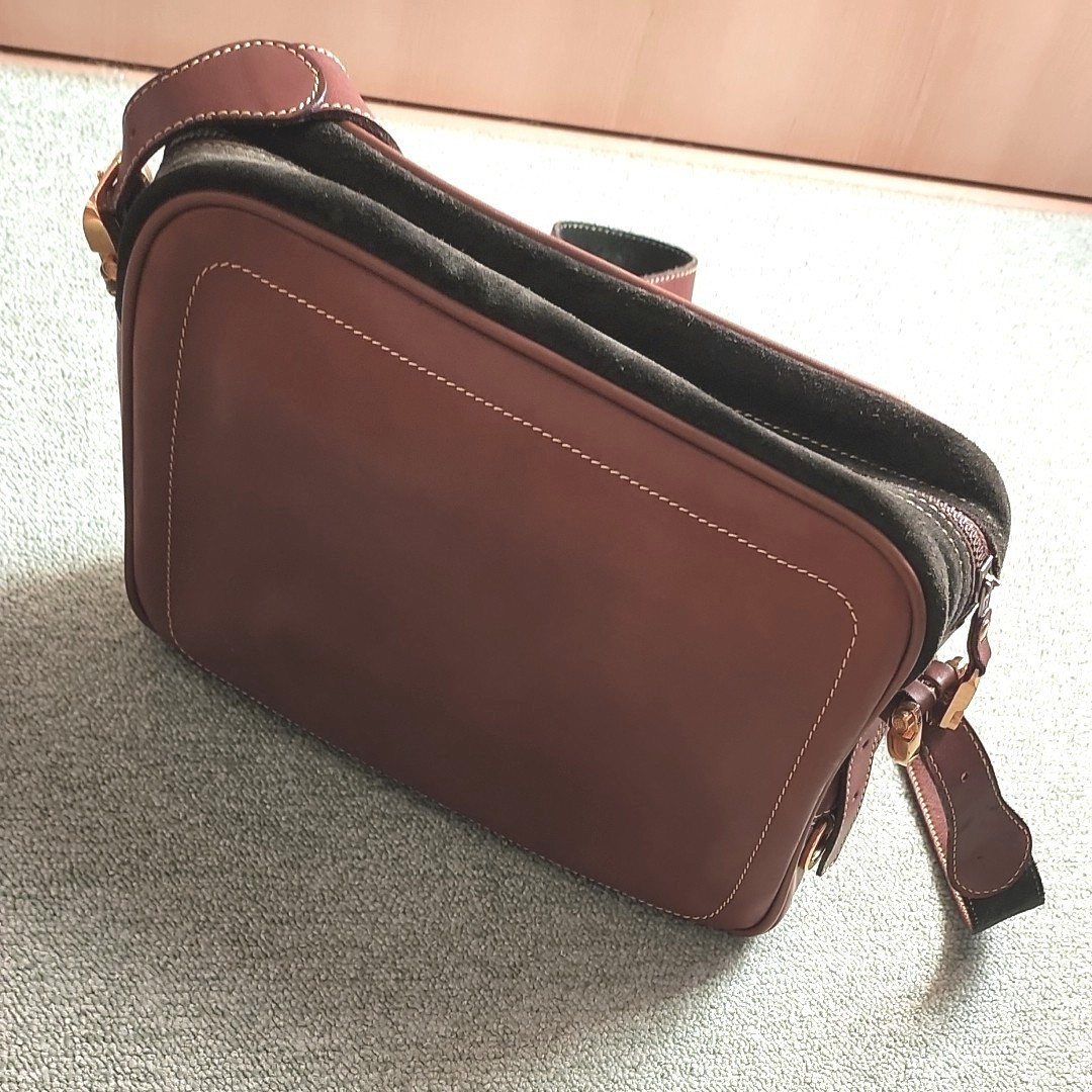 【 ロエベ 】 レザー スエード ショルダーバッグ LOEWE アナグラム レザー スエード ショルダーバッグ 1990年代