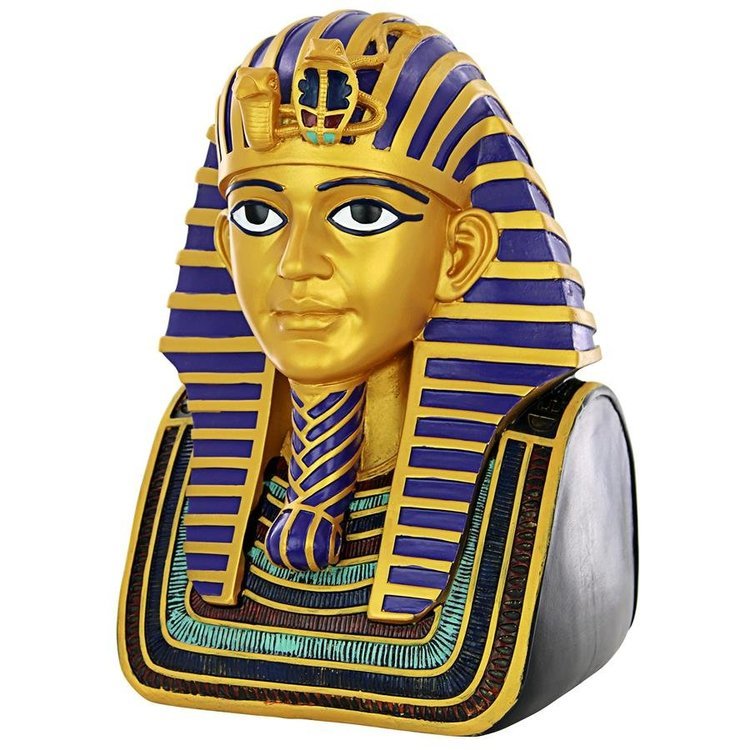 ツタンカーメン 黄金マスク エジプト胸像: 大　手作業ペイントインテリア置物雑貨ホームデコ飾りエジプトファラオ少年王宝物黄金マスク